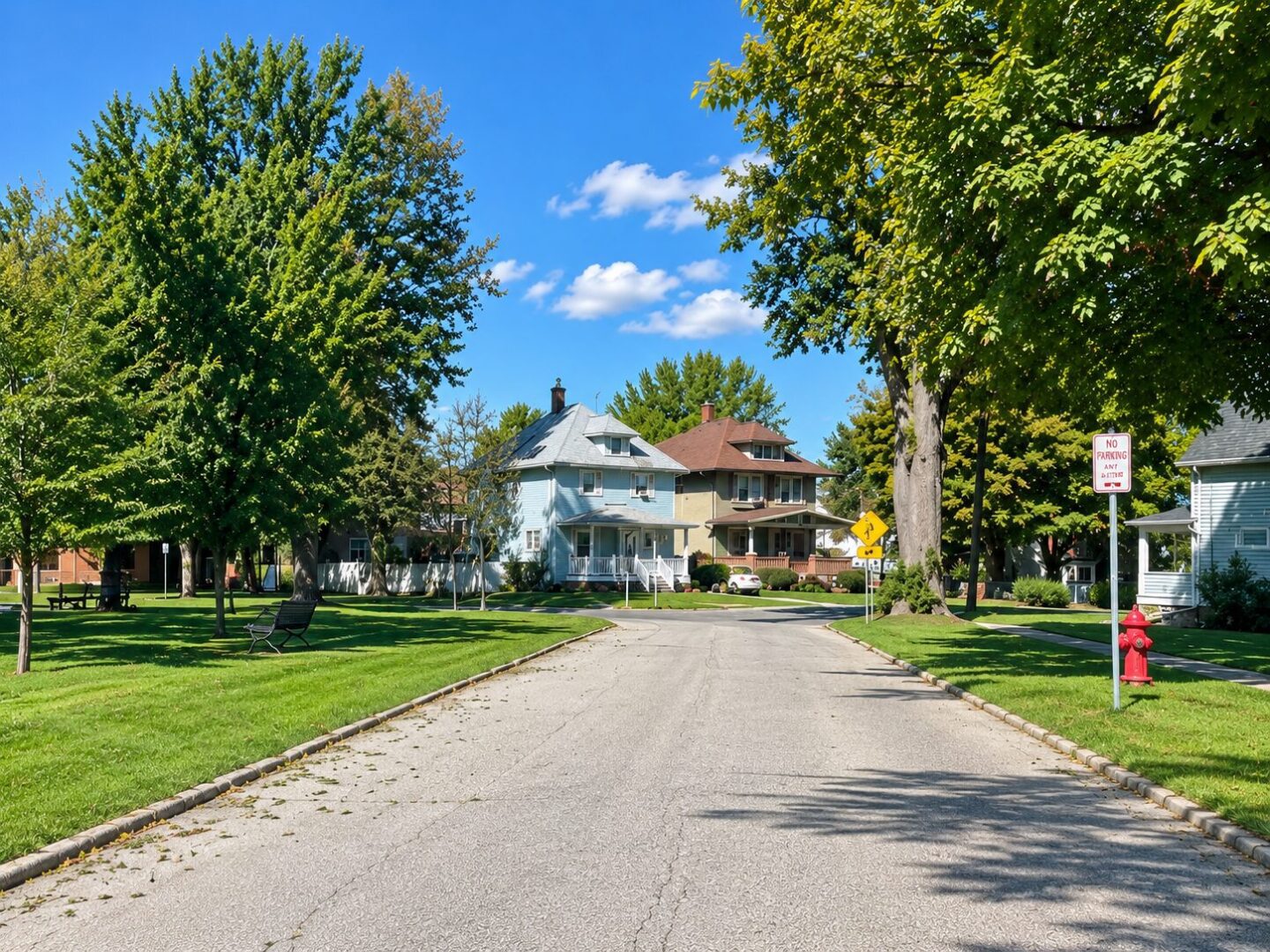 Residential neighborhood with traditional homes in Western New York