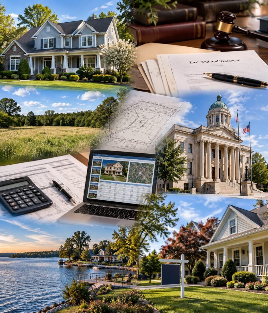 Residential appraisal services represented by homes, vacant land, estate and legal documents, property research, waterfront property and private real estate transactions.