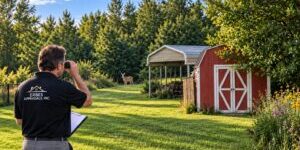 Residential real estate appraiser observing a rural property in Western New York